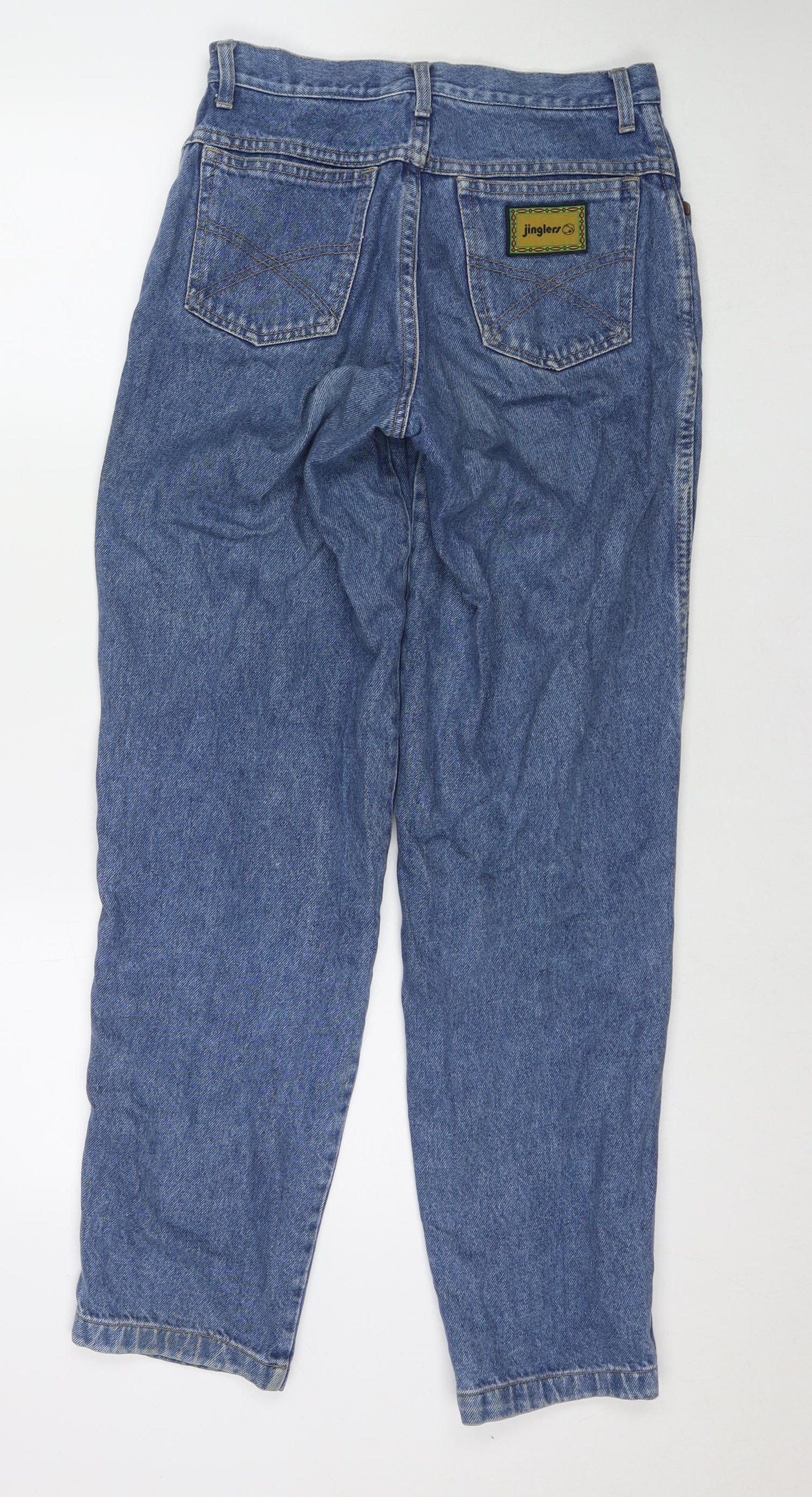 Jinglerss Womens Blue Polyester Blend Straight Jeans Size 28 in L31 in Regular Zip
