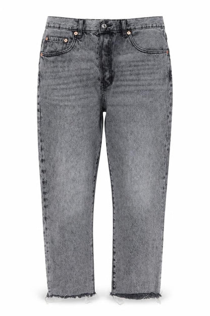 Womens UK Size 14 Mango Regular Fit Cropped Grey Jeans
