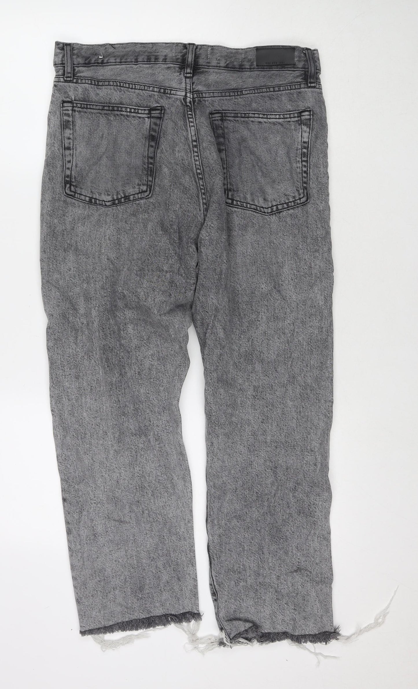 Mango Womens Grey Cotton Blend Cropped Jeans Size 14 L25 in Regular Zip