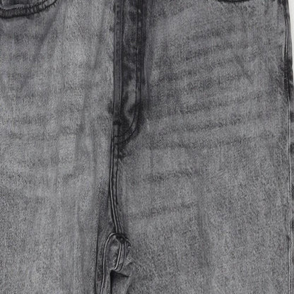 Mango Womens Grey Cotton Blend Cropped Jeans Size 14 L25 in Regular Zip