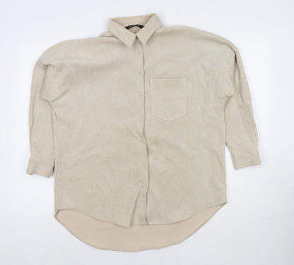 Womens UK Size XS Zara Beige Basic Button-Up