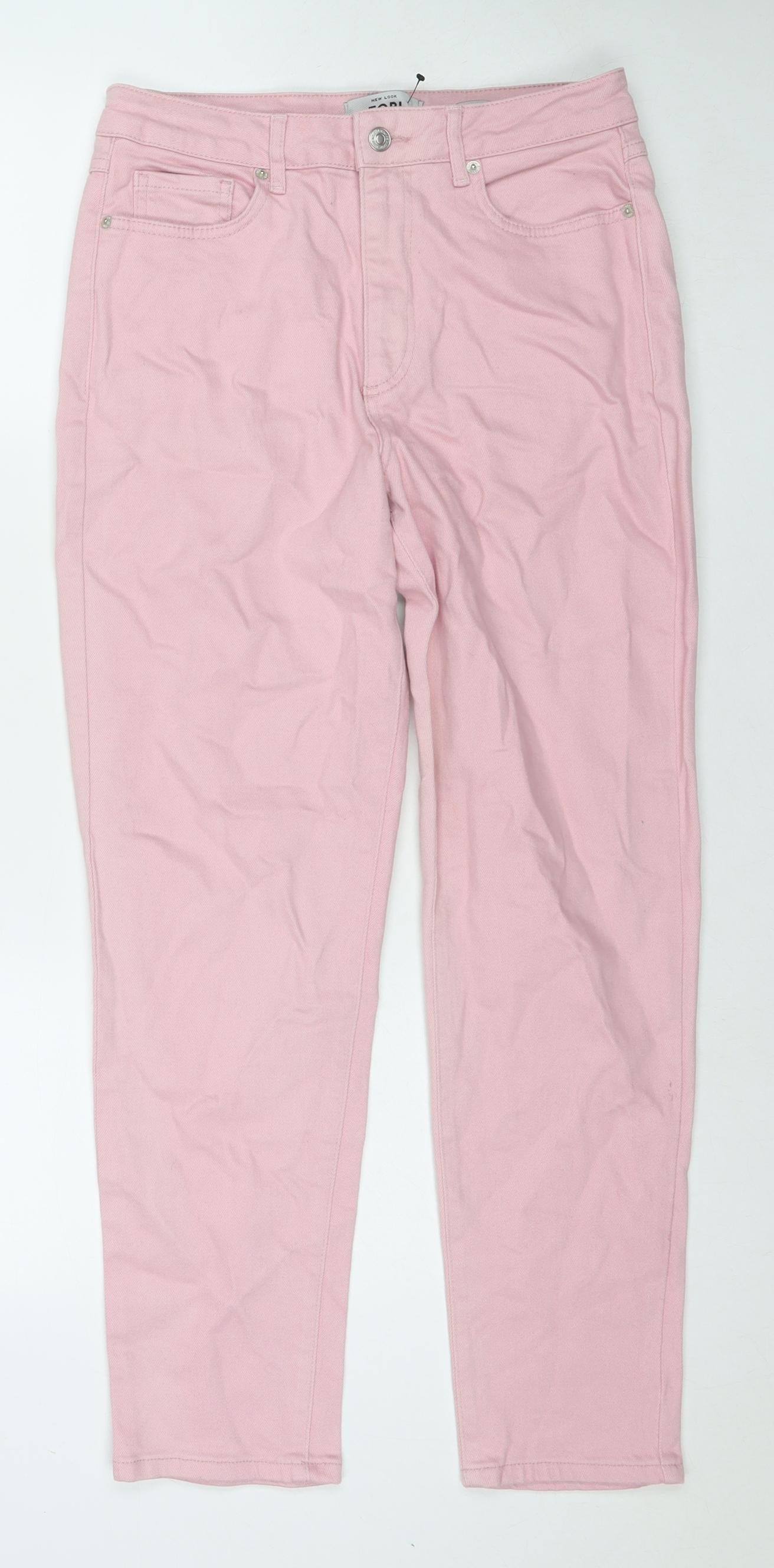 New Look Womens Pink Cotton Skinny Jeans Size 12 L27 in Regular Zip