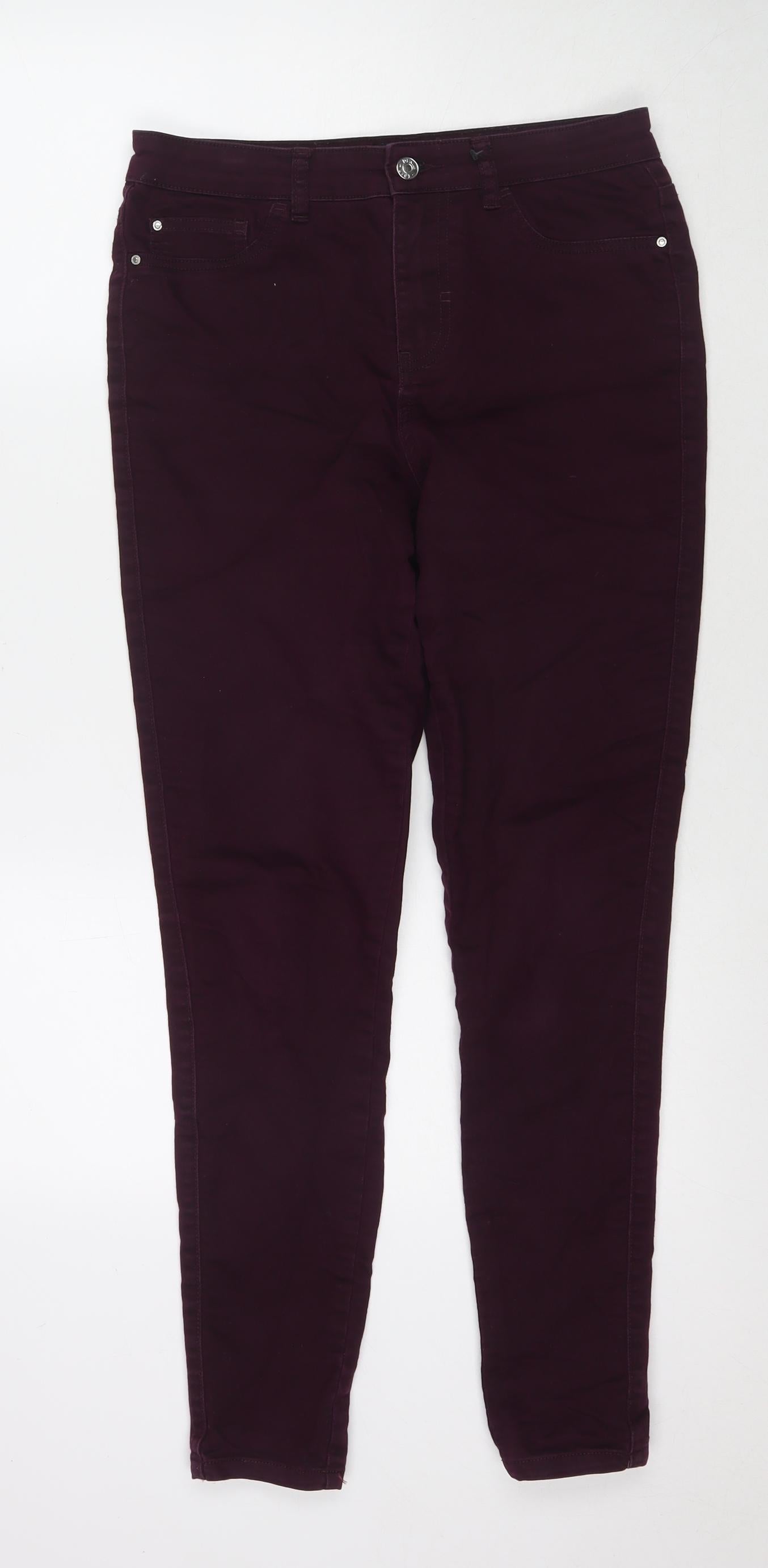 F&F Womens Purple Cotton Skinny Jeans Size 10 L28 in Regular Zip