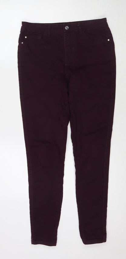 F&F Womens Purple Cotton Skinny Jeans Size 10 L28 in Regular Zip