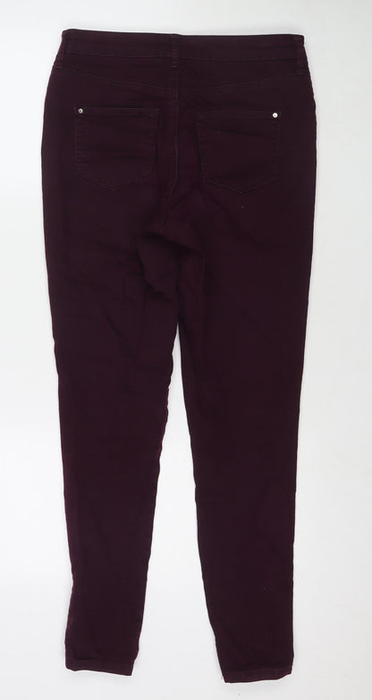 F&F Womens Purple Cotton Skinny Jeans Size 10 L28 in Regular Zip