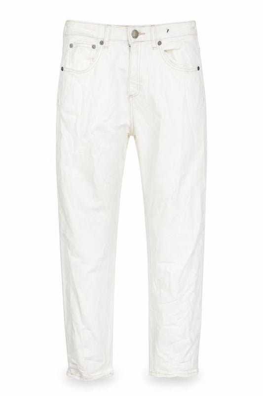 Front view of ASOS women’s white cotton skinny jeans, size UK 26, 28-inch leg regular zip
