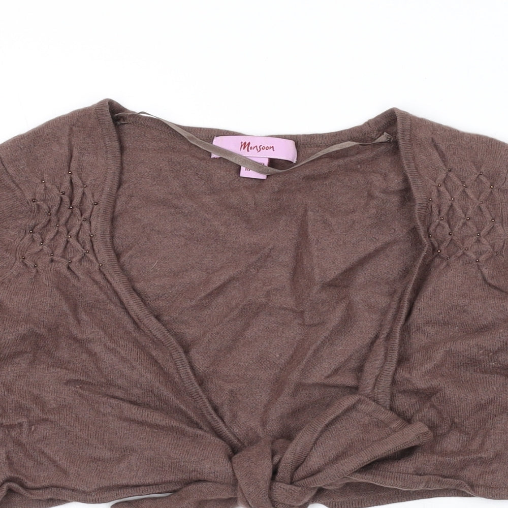 Womens UK Size 10 Monsoon Brown Shrug Jumper
