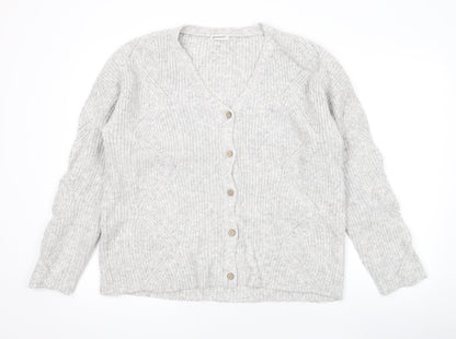 Damart Womens Grey V-Neck Acrylic Cardigan Jumper Size S