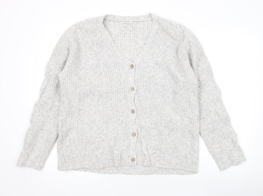 Damart Womens Grey V-Neck Acrylic Cardigan Jumper Size S