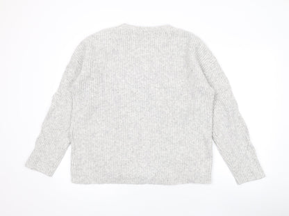 Damart Womens Grey V-Neck Acrylic Cardigan Jumper Size S