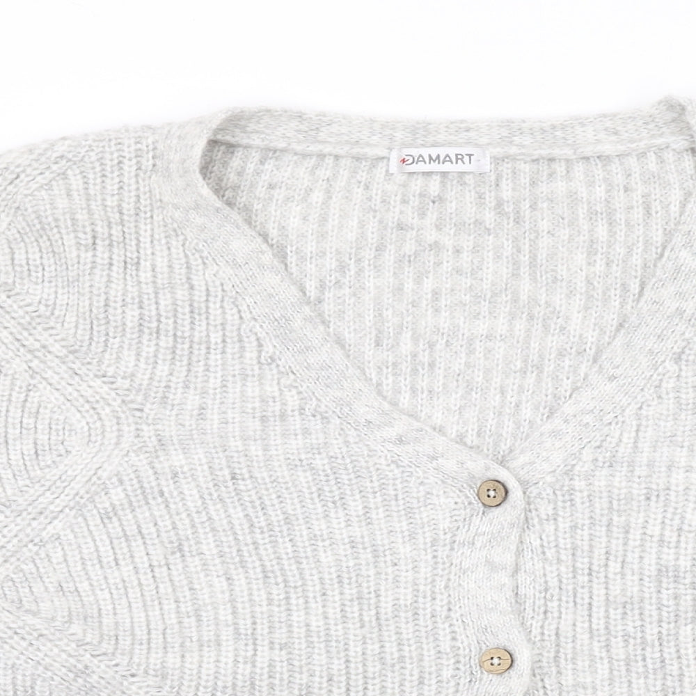 Damart Womens Grey V-Neck Acrylic Cardigan Jumper Size S