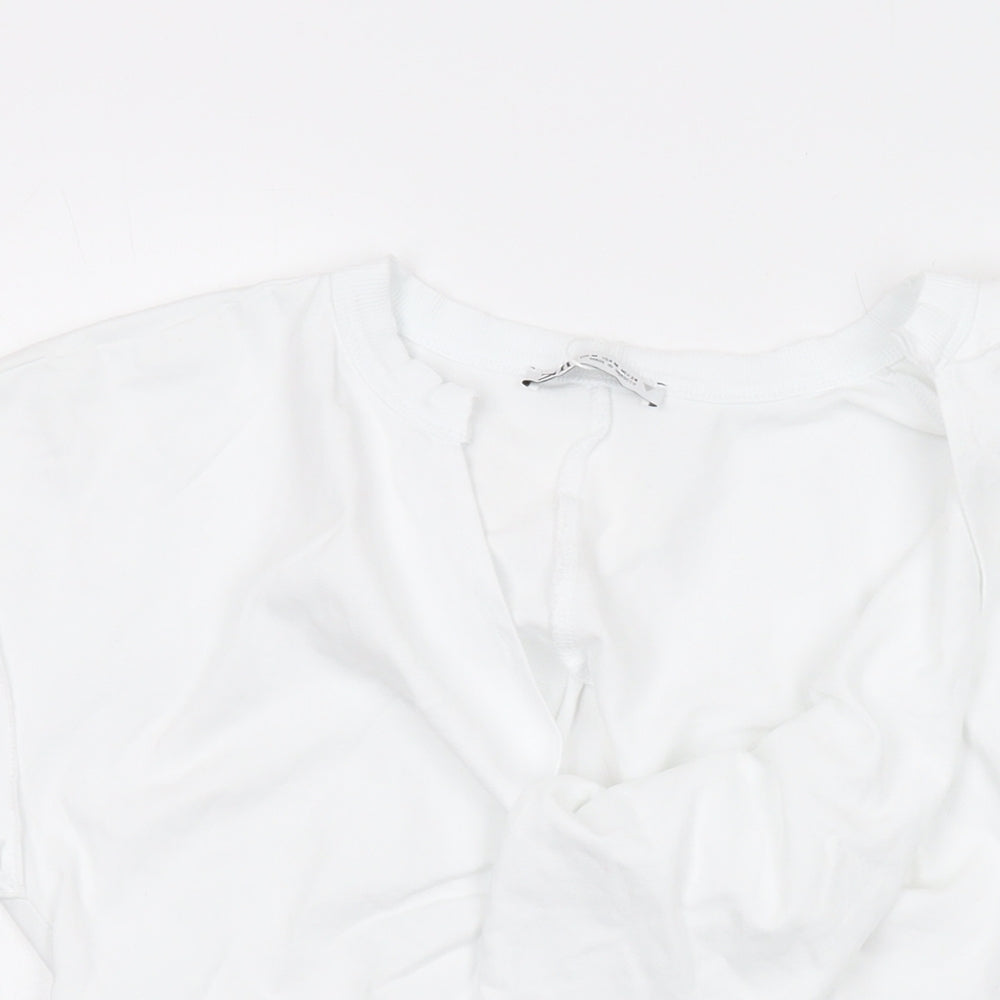 Womens UK Size M Zara White Cropped T-Shirt