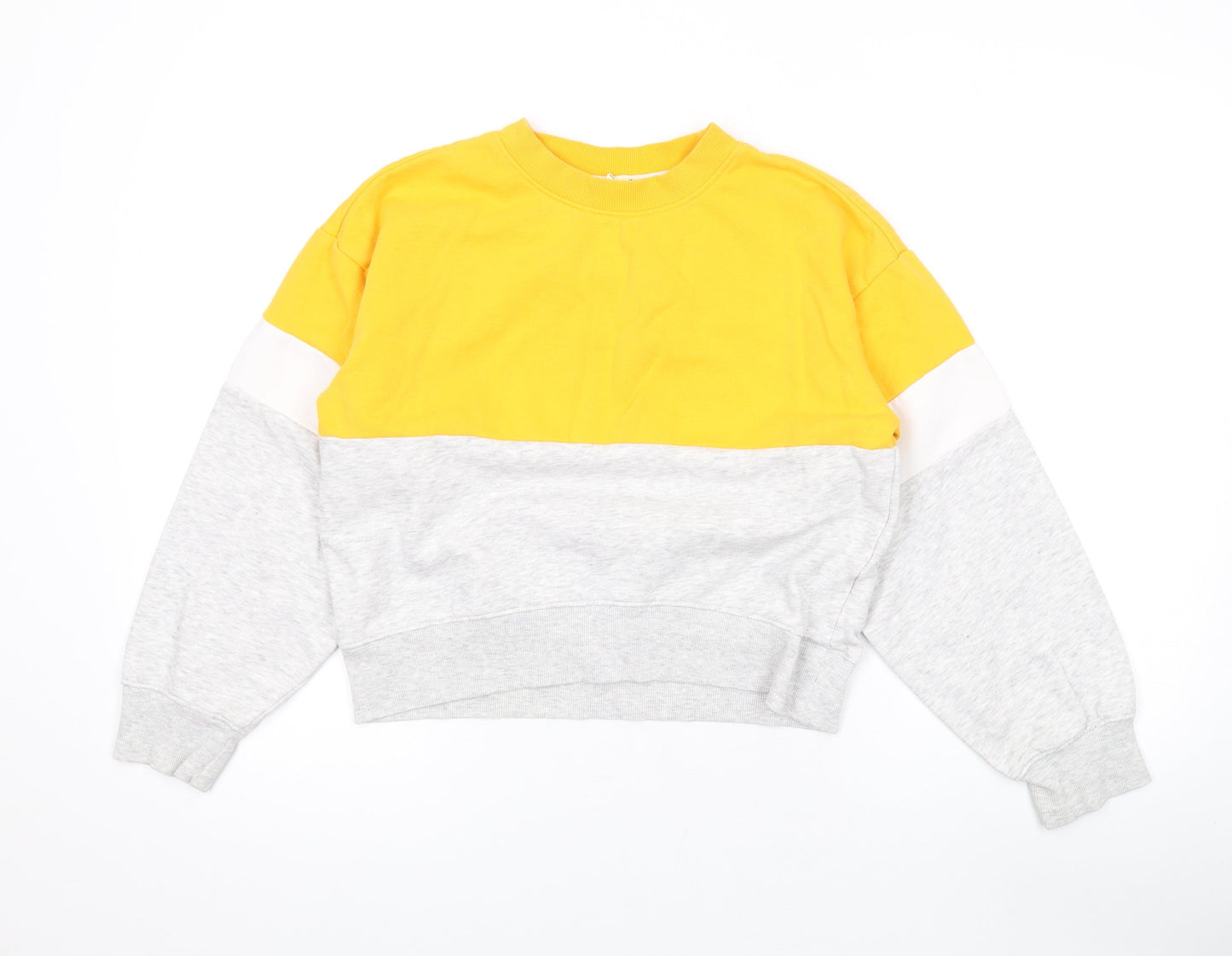 H&M Girls Yellow Colourblock Cotton Pullover Sweatshirt Size 11-12 Years Pullover