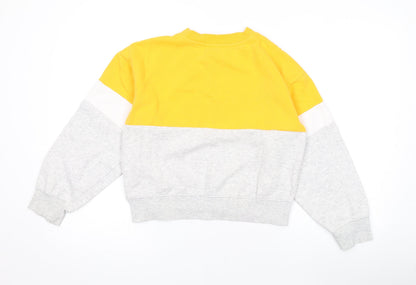 H&M Girls Yellow Colourblock Cotton Pullover Sweatshirt Size 11-12 Years Pullover