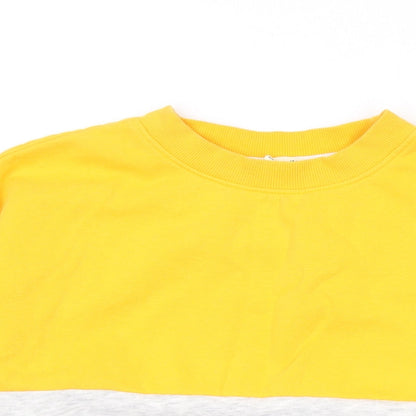 H&M Girls Yellow Colourblock Cotton Pullover Sweatshirt Size 11-12 Years Pullover