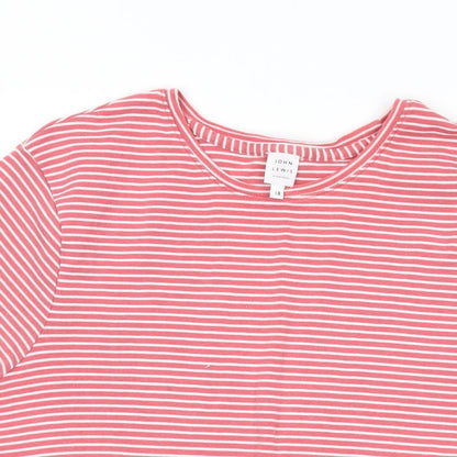 John Lewis Womens Red Striped Cotton Basic T-Shirt Size 18 Round Neck