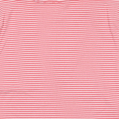 John Lewis Womens Red Striped Cotton Basic T-Shirt Size 18 Round Neck