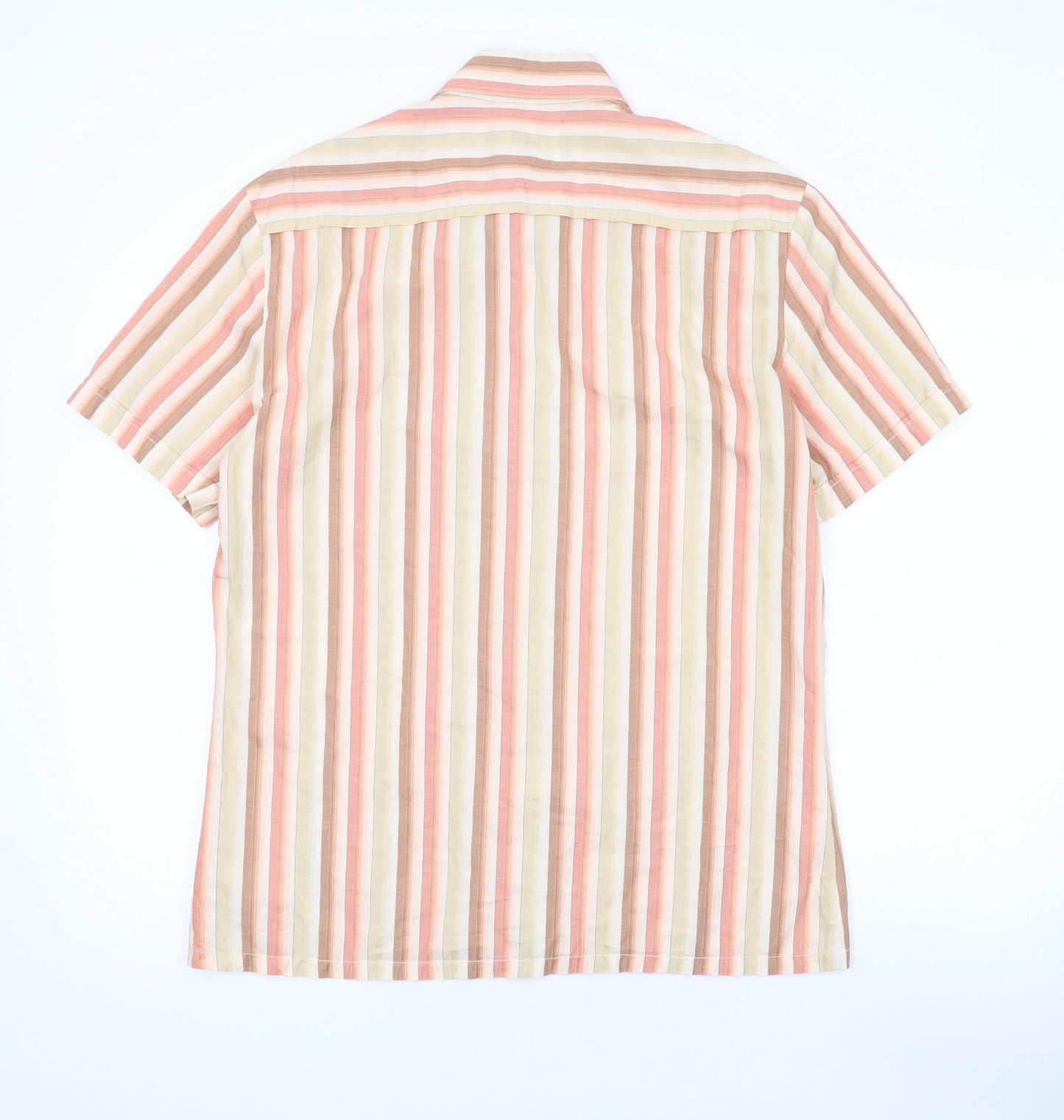 Kenneth Cole Mens Multicoloured Striped Cotton Button-Up Size L Collared Button