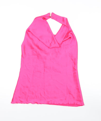 Boohoo Womens Pink Polyester Basic Tank Size 6 Halter