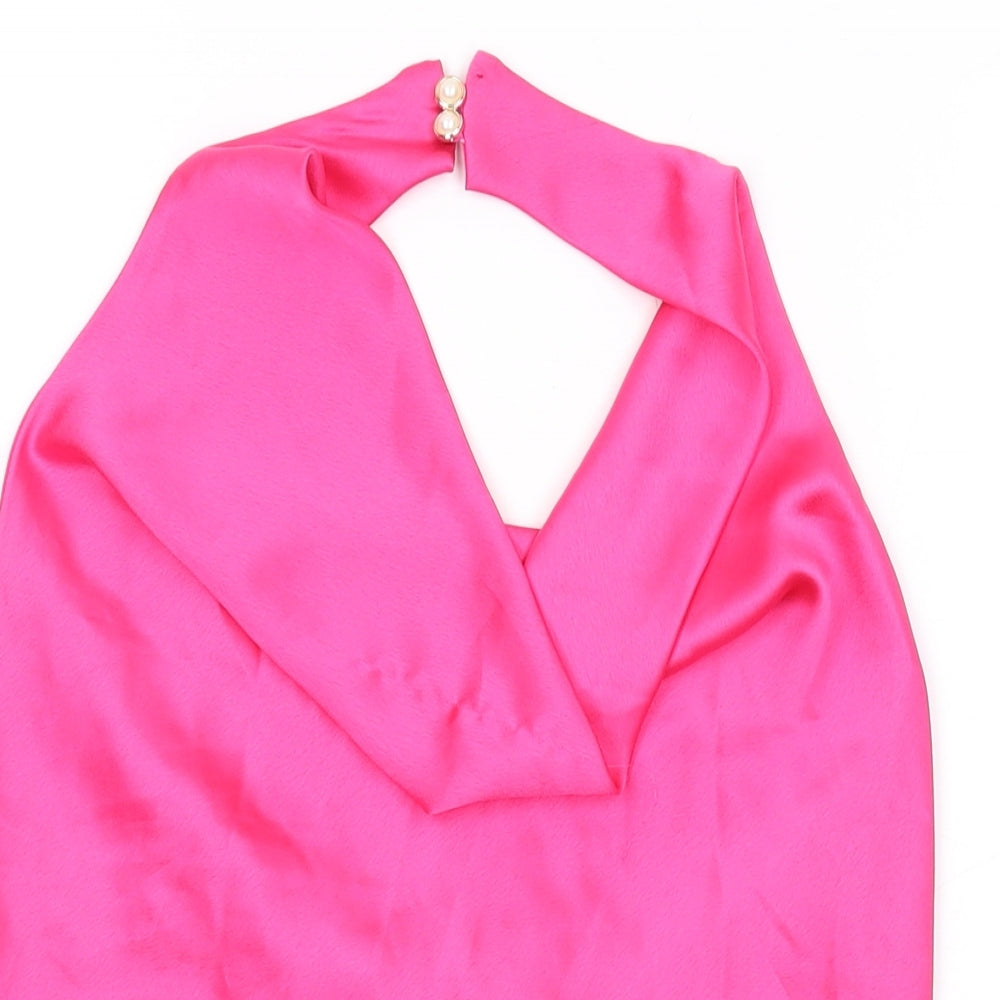 Boohoo Womens Pink Polyester Basic Tank Size 6 Halter