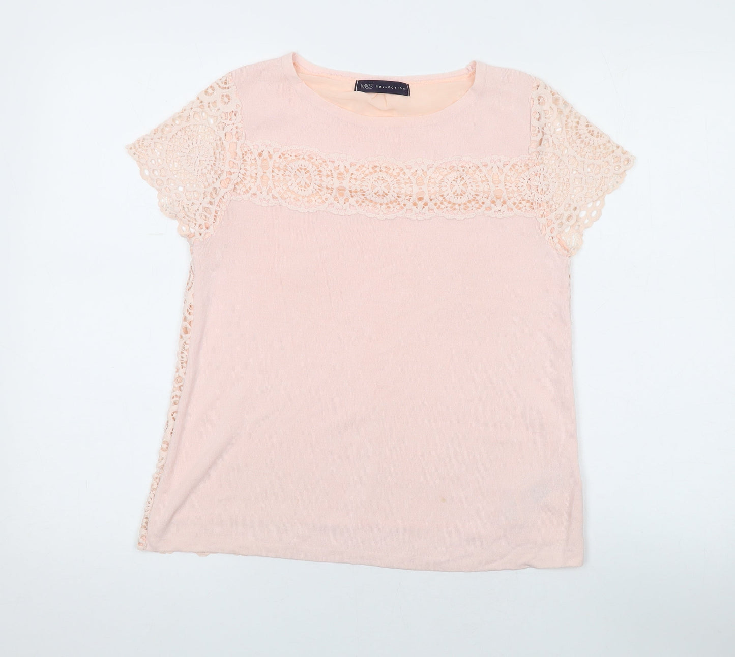 Womens UK Size 10 Marks and Spencer Pink Basic T-Shirt