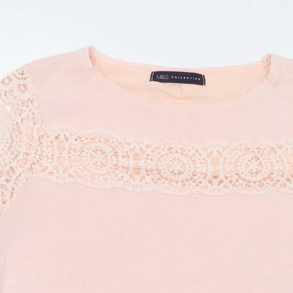 Womens UK Size 10 Marks and Spencer Pink Basic T-Shirt
