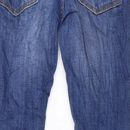 Pull&Bear Womens Blue Cotton Skinny Jeans Size 14 L26 in Regular Zip