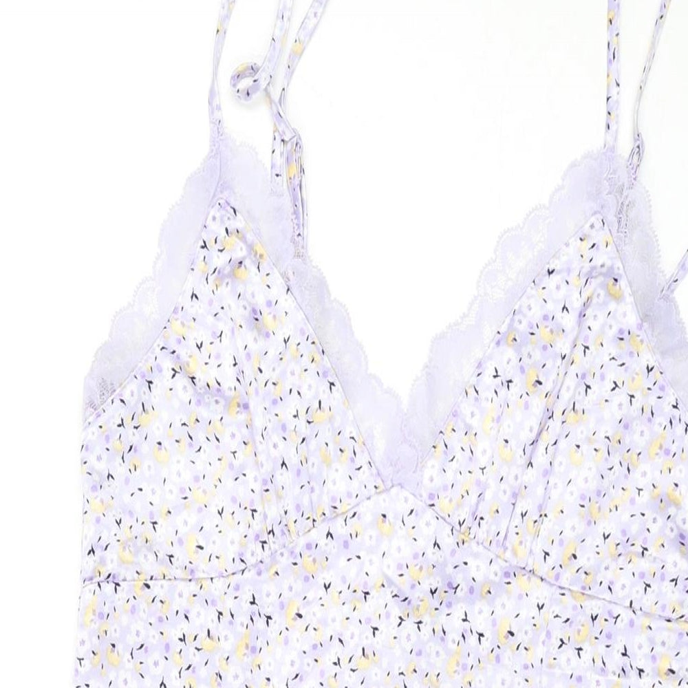 Divided by H&M Womens Purple Floral Polyester Camisole Tank Size 2XS V-Neck