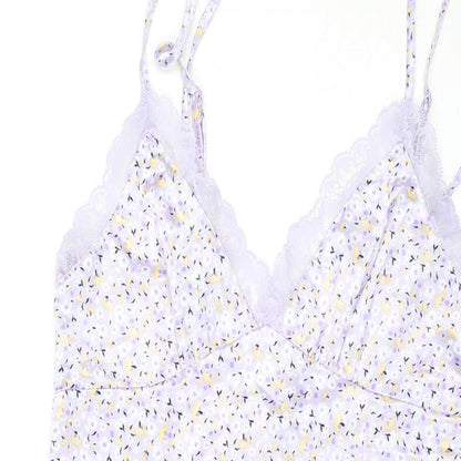Divided by H&M Womens Purple Floral Polyester Camisole Tank Size 2XS V-Neck