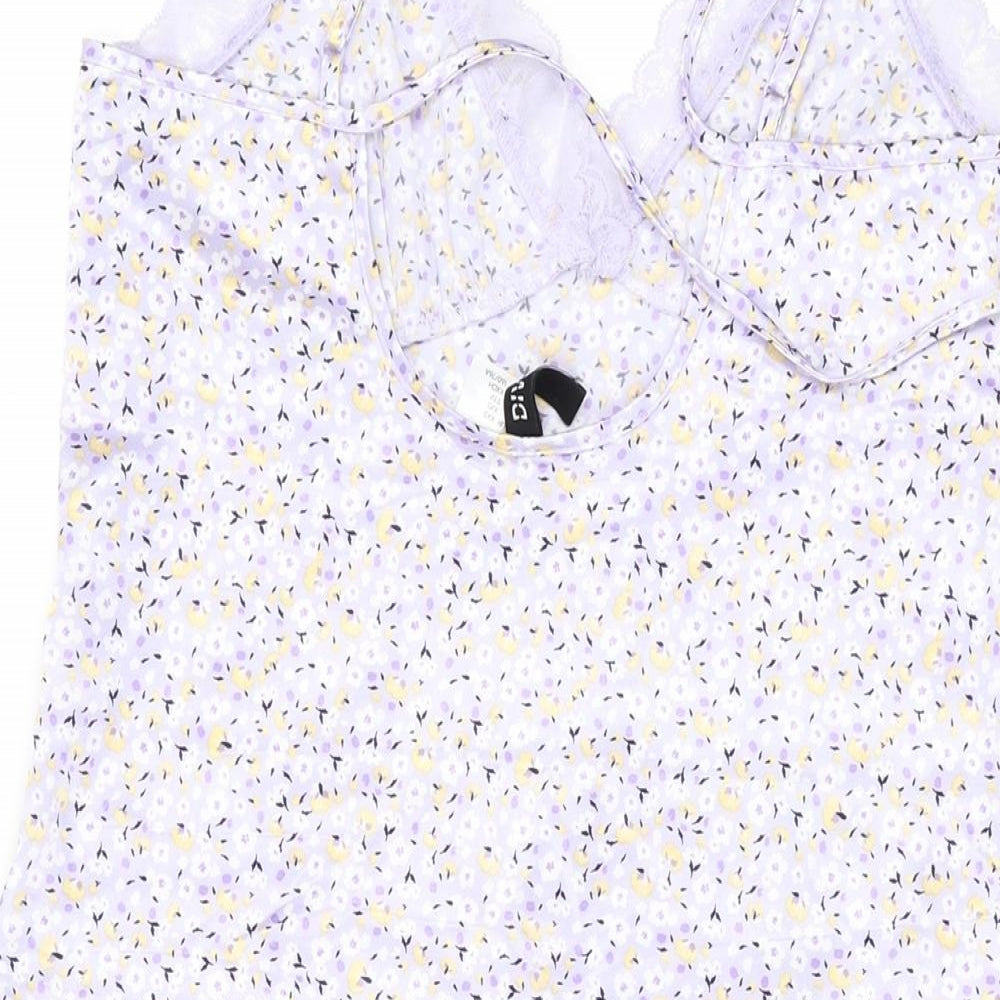 Divided by H&M Womens Purple Floral Polyester Camisole Tank Size 2XS V-Neck