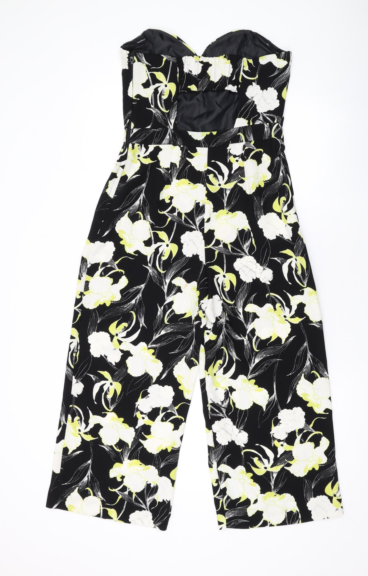 Miss Selfridge Womens Black Floral Polyester Jumpsuit One-Piece Size 10 L21 in Zip