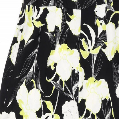Miss Selfridge Womens Black Floral Polyester Jumpsuit One-Piece Size 10 L21 in Zip