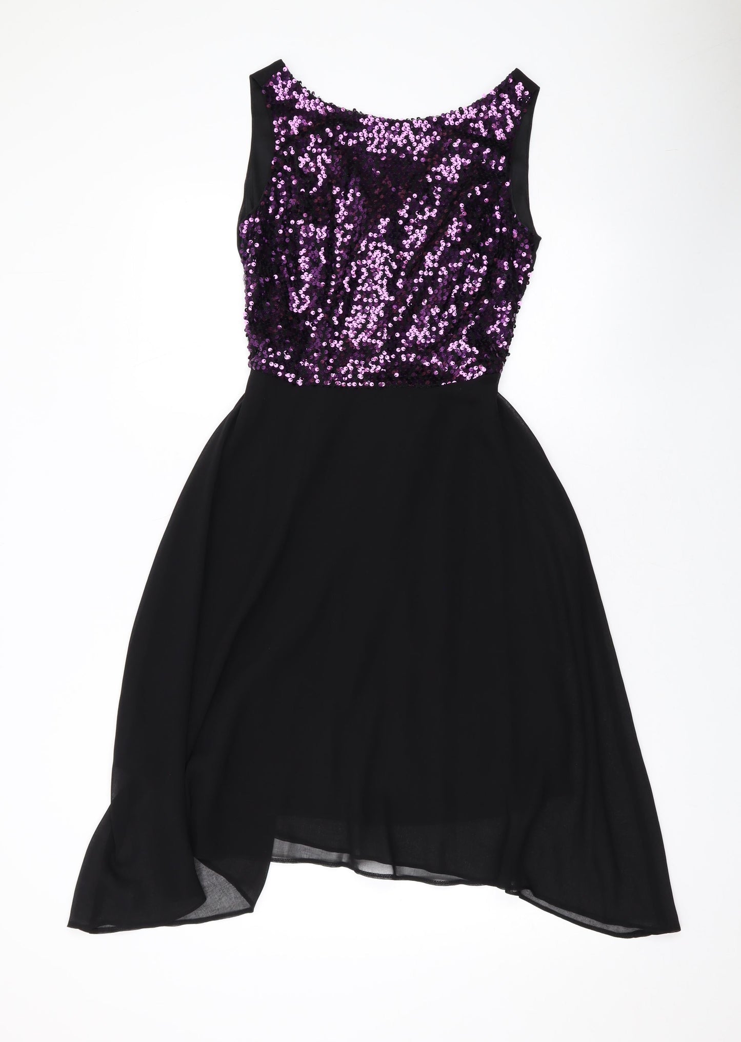 Dorothy Perkins Womens Purple Nylon A-Line Size 6 Scoop Neck Zip - Sequins