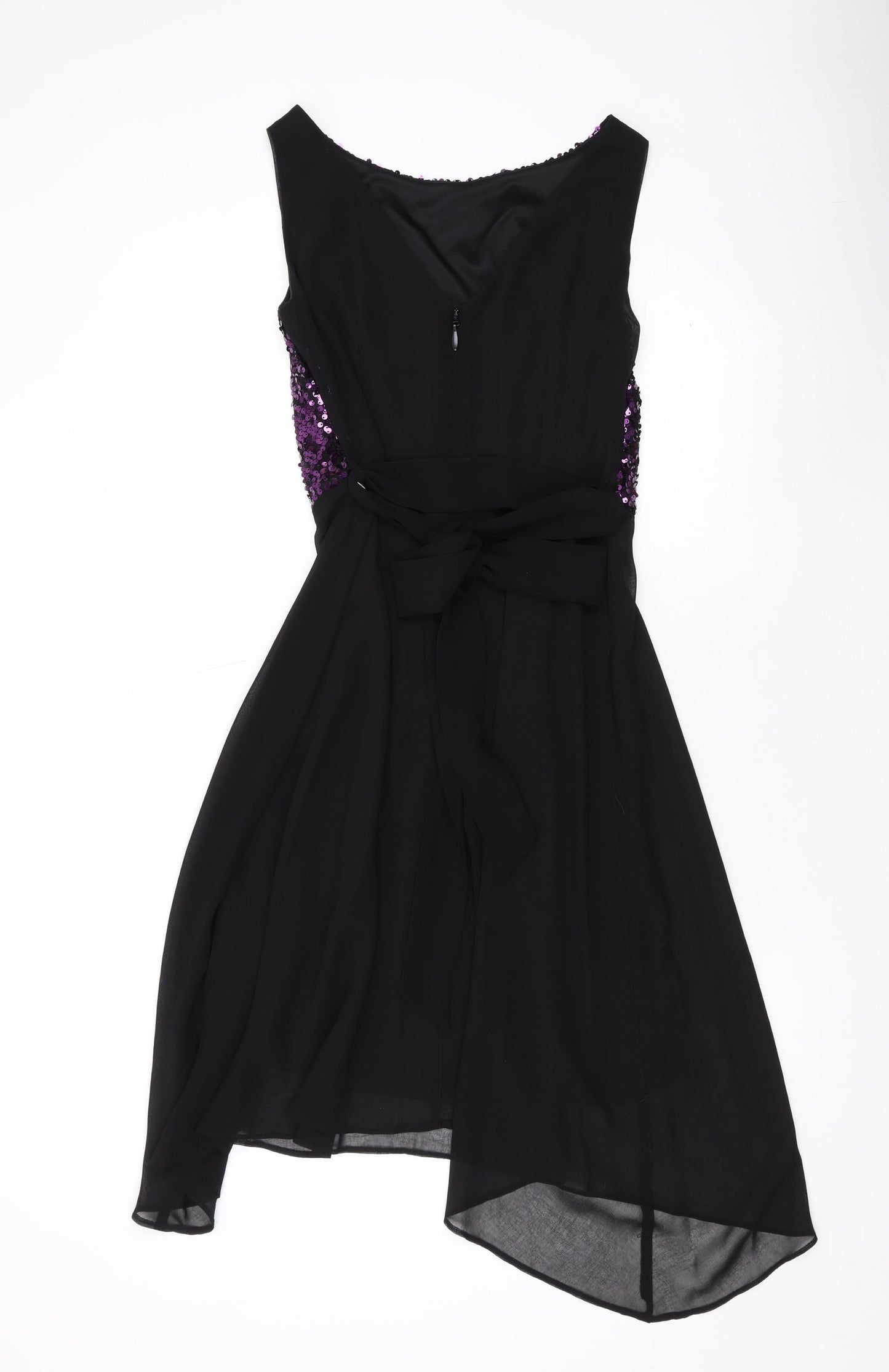 Dorothy Perkins Womens Purple Nylon A-Line Size 6 Scoop Neck Zip - Sequins