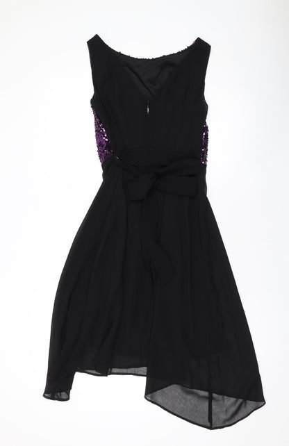 Dorothy Perkins Womens Purple Nylon A-Line Size 6 Scoop Neck Zip - Sequins