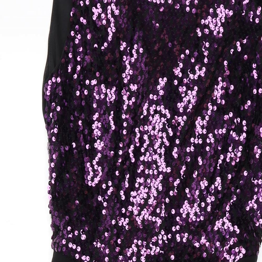 Dorothy Perkins Womens Purple Nylon A-Line Size 6 Scoop Neck Zip - Sequins