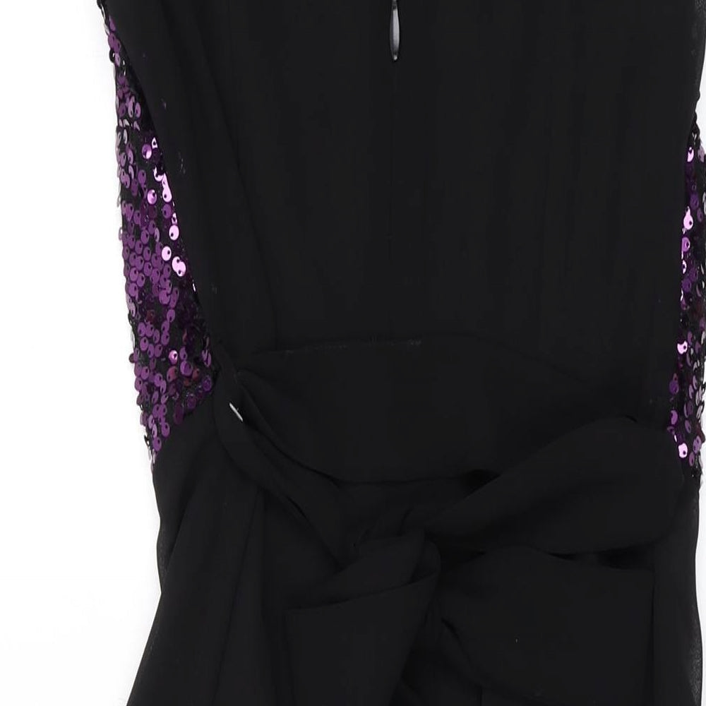 Dorothy Perkins Womens Purple Nylon A-Line Size 6 Scoop Neck Zip - Sequins