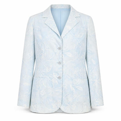 LUCIA Womens Blue Floral Jacket Blazer Size 10 Button