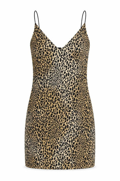 Divided by H&M Womens Beige Animal Print Polyester Bodycon Size 4 V-Neck Pullover