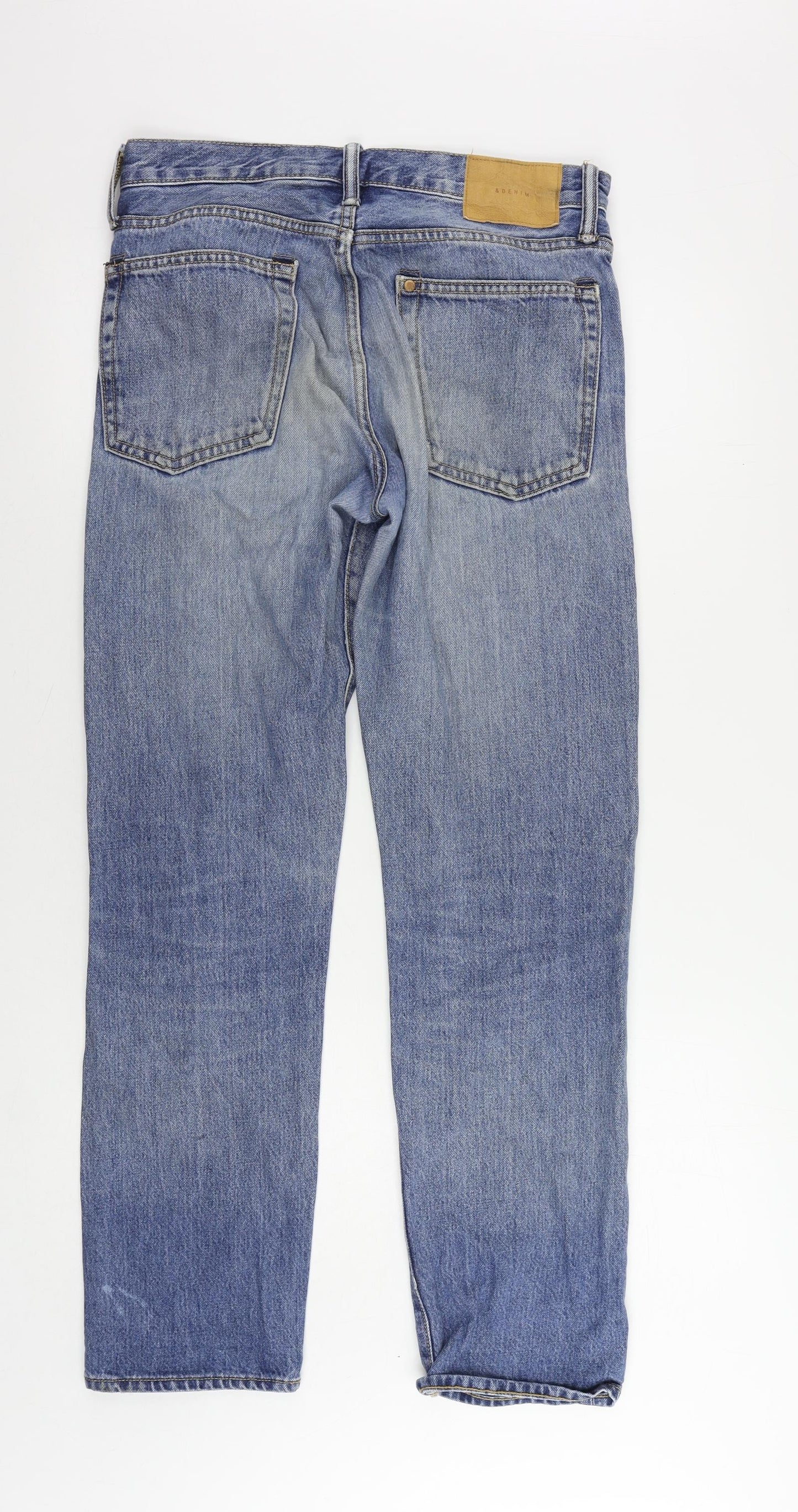 H&M Mens Blue Cotton Straight Jeans Size 30 in L31 in Regular Button
