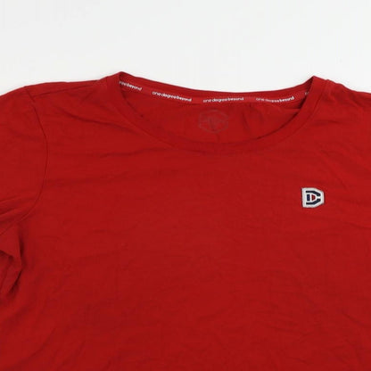 One Degree Beyond Womens Red Cotton Basic T-Shirt Size 2XL Crew Neck - Logo