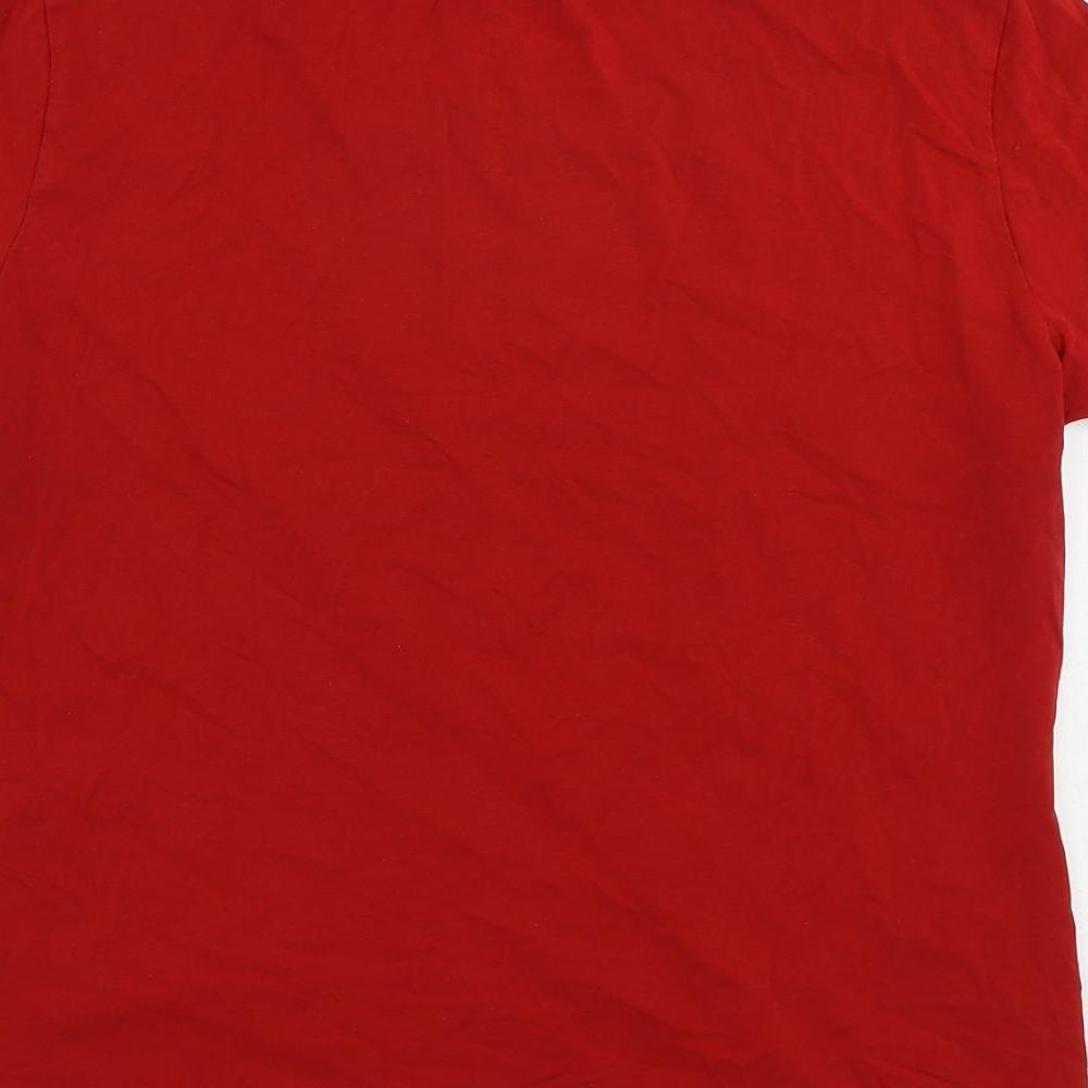 One Degree Beyond Womens Red Cotton Basic T-Shirt Size 2XL Crew Neck - Logo