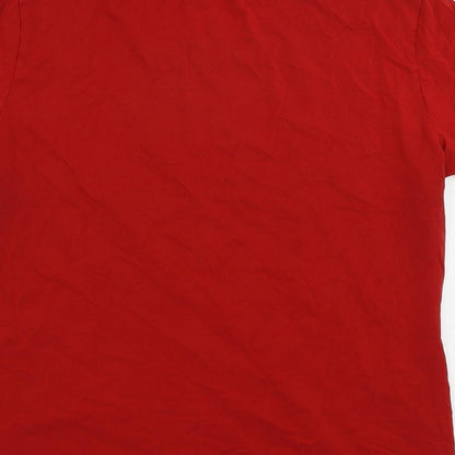 One Degree Beyond Womens Red Cotton Basic T-Shirt Size 2XL Crew Neck - Logo