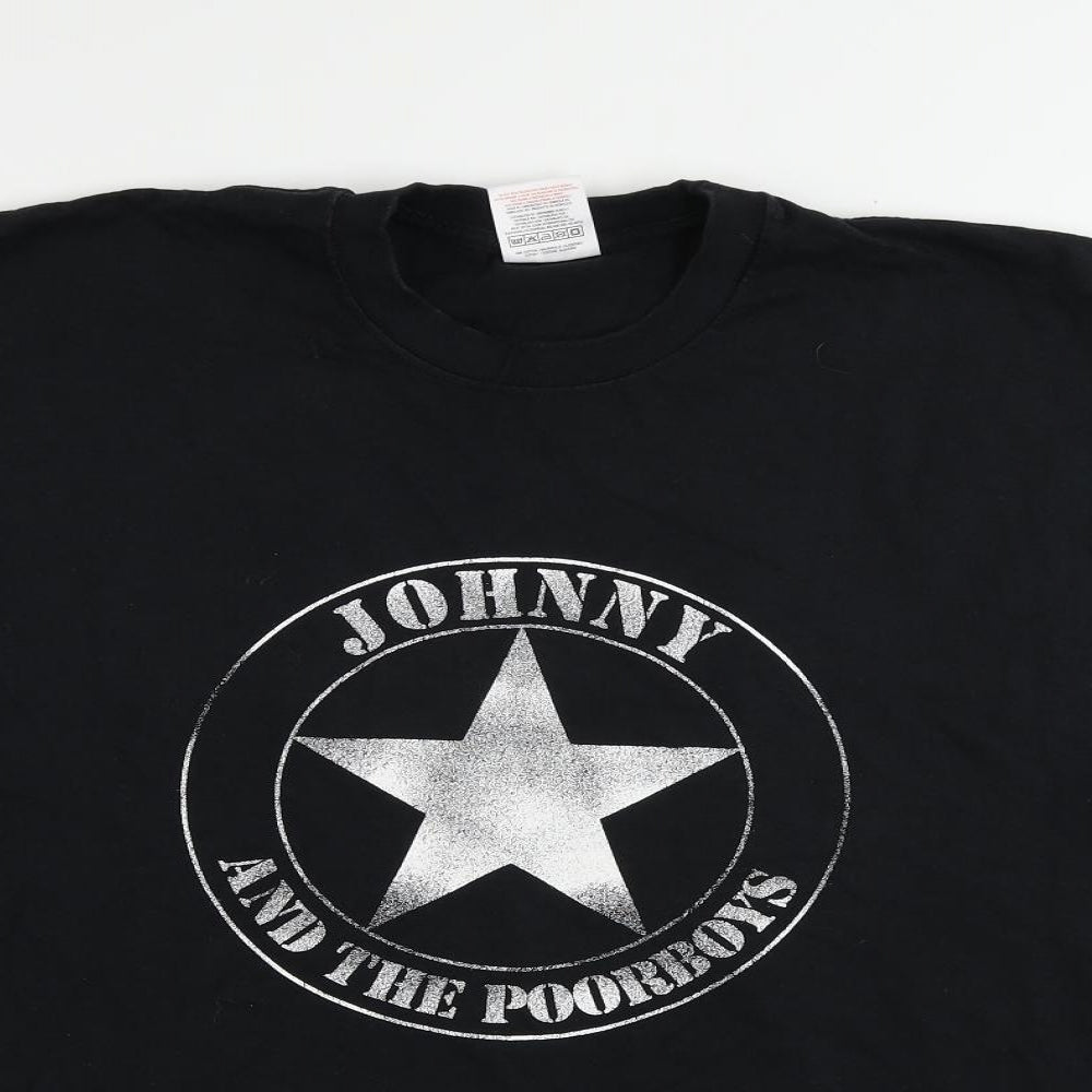 Johnny Ant The Poorboys Mens Black Cotton T-Shirt Size XL Crew Neck