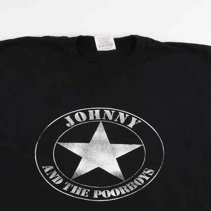 Johnny Ant The Poorboys Mens Black Cotton T-Shirt Size XL Crew Neck