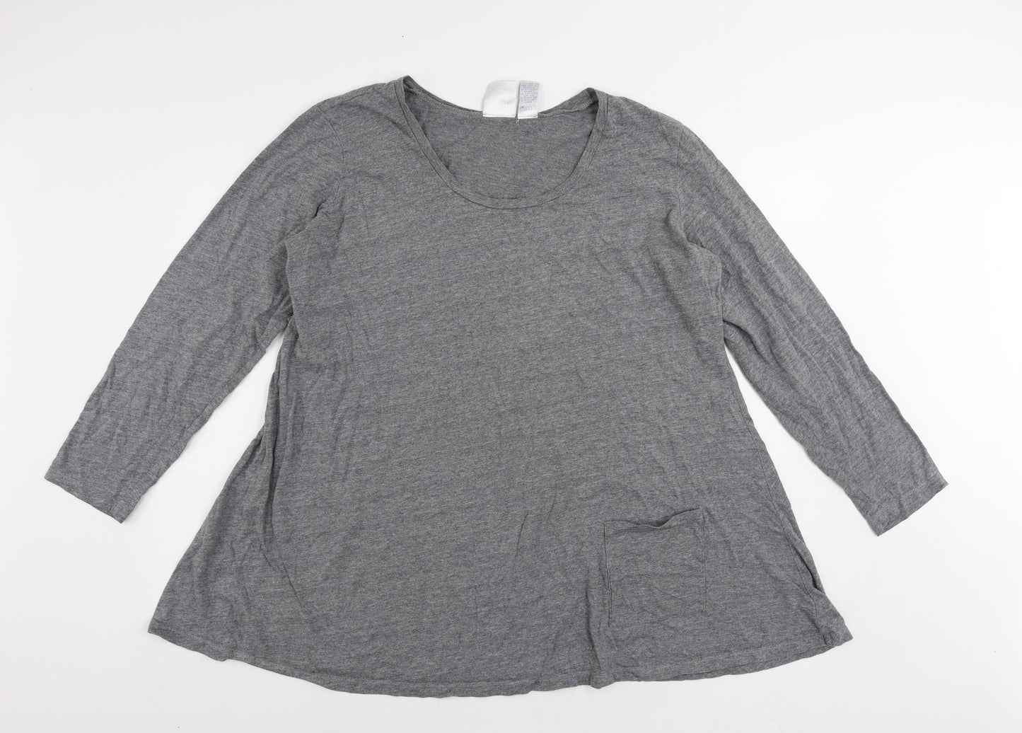 Dione Gilman Womens Grey Cotton Tunic T-Shirt Size XL Round Neck - Pockets