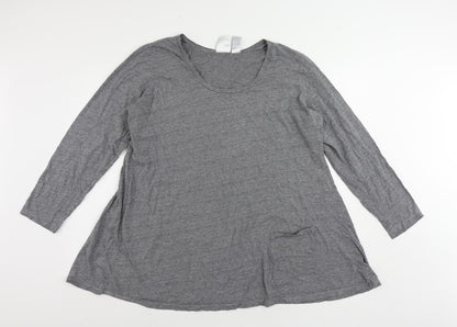 Dione Gilman Womens Grey Cotton Tunic T-Shirt Size XL Round Neck - Pockets
