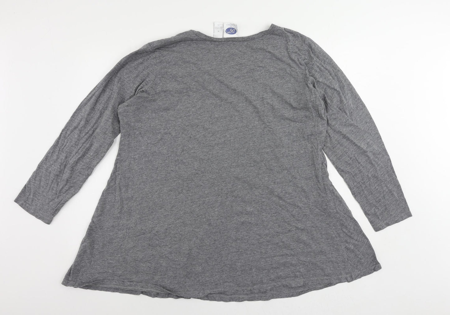 Dione Gilman Womens Grey Cotton Tunic T-Shirt Size XL Round Neck - Pockets