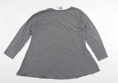 Dione Gilman Womens Grey Cotton Tunic T-Shirt Size XL Round Neck - Pockets
