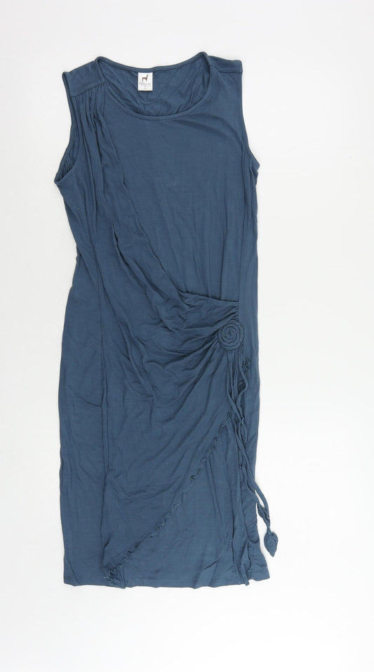 Peruvian Connection Womens Blue Viscose Pencil Dress Size S Round Neck Pullover